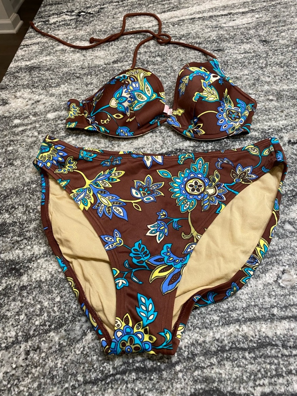 Victorias Secret brown floral bikini with push up top